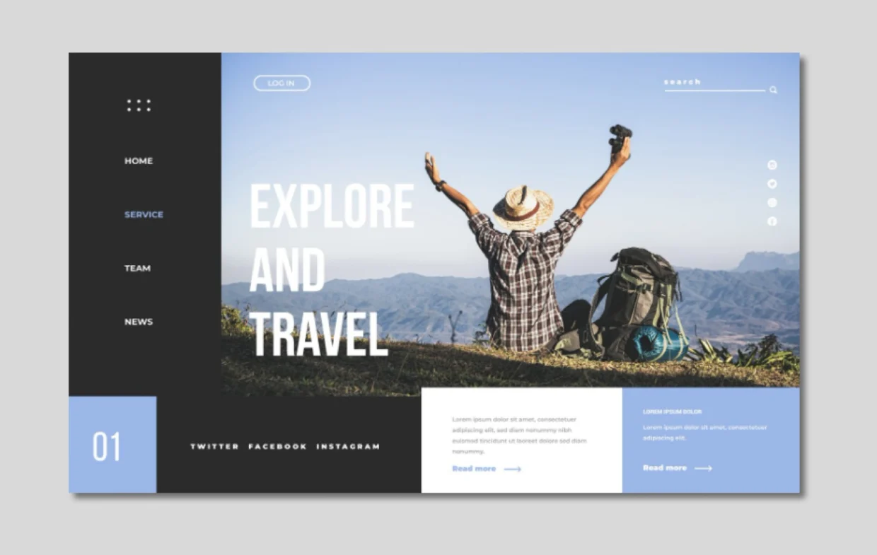Page d'accueil modernisée d'un site de voyage sous WordPress
